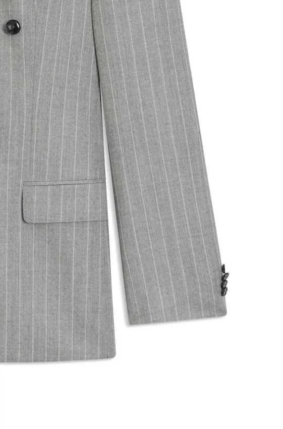 Two-piece slim-fit suit in striped virgin wool Two-piece slim-fit suit in striped virgin wool