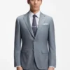 Two-piece slim-fit suit in virgin wool and silk