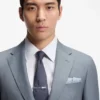 Two-piece slim-fit suit in virgin wool and silk