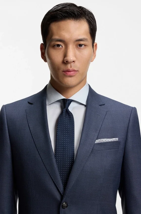 Two-piece slim-fit suit in virgin wool and silk Two-piece slim-fit suit in virgin wool and silk