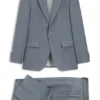 Two-piece slim-fit suit in virgin wool and silk