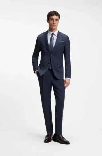Two-piece slim-fit suit in wool and silk