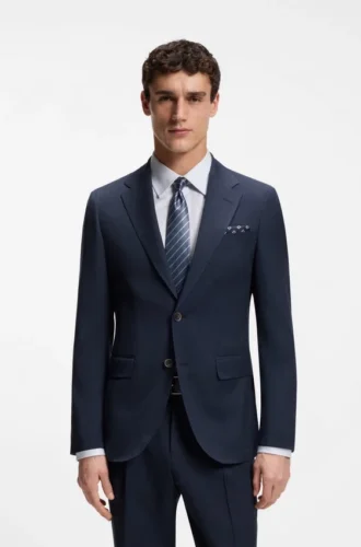 Two-piece slim-fit suit in wool and silk
