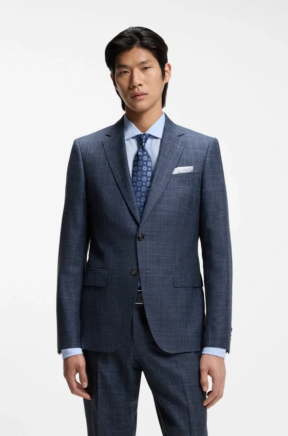 Two-piece slim-fit suit in wool, silk and linen Two-piece slim-fit suit in wool, silk and linen