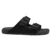 Two-strap slides with branded buckles