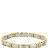 Two-tone H-link cuff with logo clasp