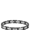 Two-tone H-link cuff with logo clasp