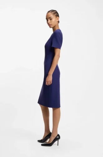V-neck business dress with seam details