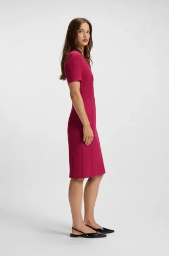 V-neck business dress with seam details