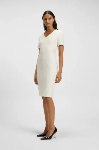 V-neck business dress with seam details