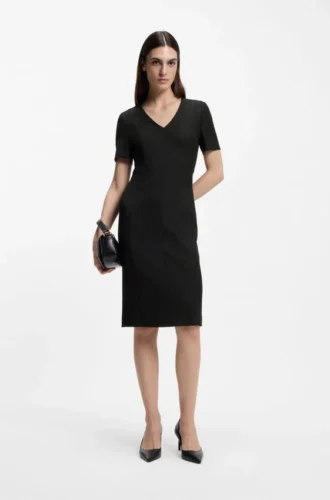 V-neck dress in stretch fabric