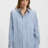 Vertical-stripe blouse in a cotton blend