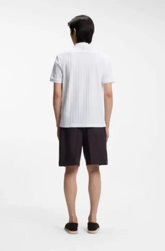 Vertical-stripe polo shirt in mercerised cotton