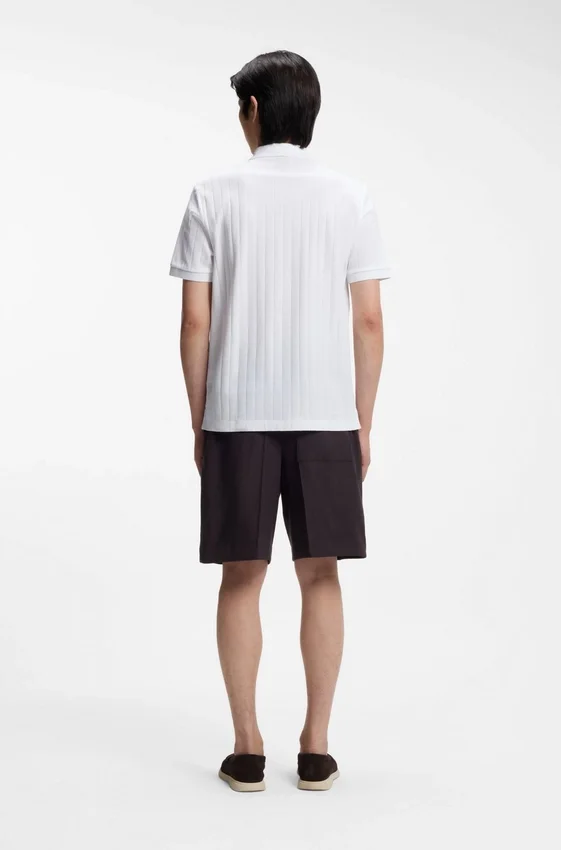 Vertical-stripe polo shirt in mercerised cotton Vertical-stripe polo shirt in mercerised cotton