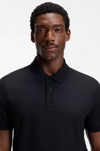 Vertical-stripe polo shirt in mercerised cotton