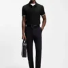 Vertical-stripe polo shirt in mercerised cotton Vertical-stripe polo shirt in mercerised cotton