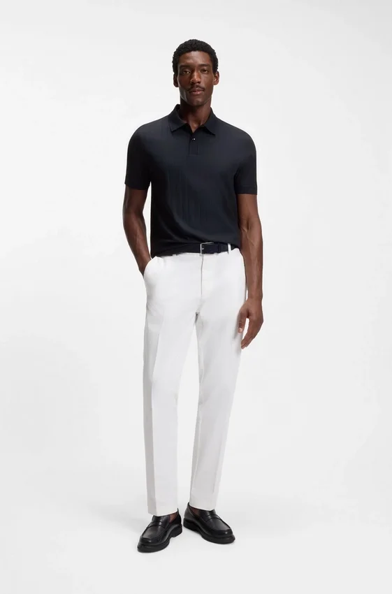 Vertical-stripe polo shirt in mercerised cotton Vertical-stripe polo shirt in mercerised cotton