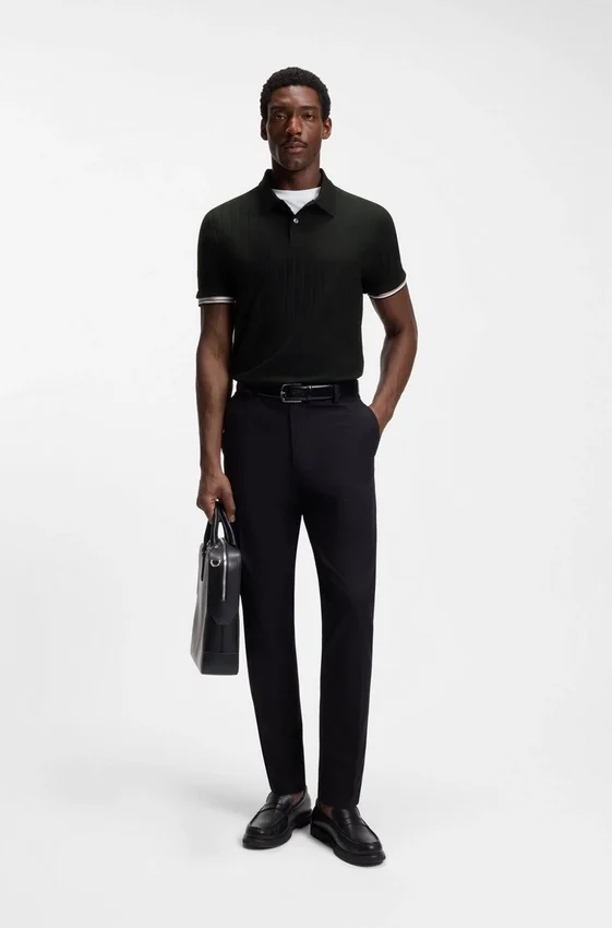 Vertical-stripe polo shirt in mercerised cotton Vertical-stripe polo shirt in mercerised cotton
