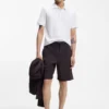 Vertical-stripe polo shirt in mercerised cotton Vertical-stripe polo shirt in mercerised cotton