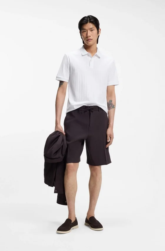 Vertical-stripe polo shirt in mercerised cotton Vertical-stripe polo shirt in mercerised cotton