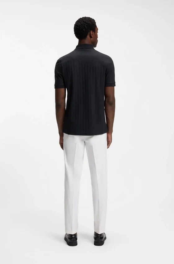 Vertical-stripe polo shirt in mercerised cotton Vertical-stripe polo shirt in mercerised cotton