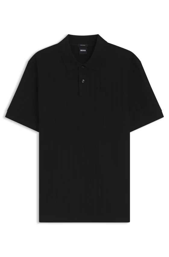 Vertical-stripe polo shirt in mercerised cotton Vertical-stripe polo shirt in mercerised cotton