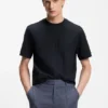 Vertical-stripe T-shirt in mercerised cotton