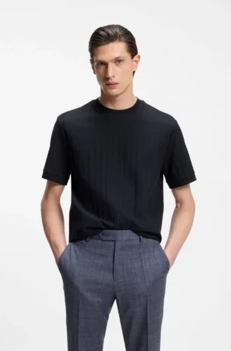 Vertical-stripe T-shirt in mercerised cotton