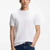 Vertical-stripe T-shirt in mercerised cotton