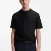 Vertical-stripe T-shirt in mercerised cotton
