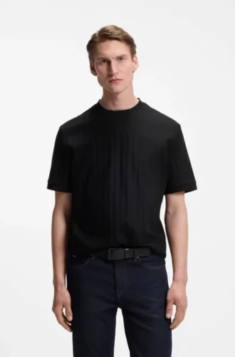 Vertical-stripe T-shirt in mercerised cotton