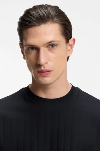 Vertical-stripe T-shirt in mercerised cotton