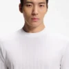 Vertical-stripe T-shirt in mercerised cotton