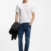 Vertical-stripe T-shirt in mercerised cotton