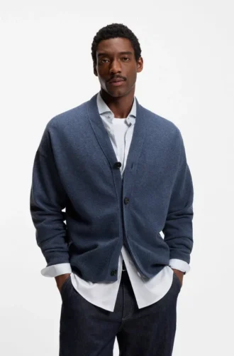 Virgin-wool cardigan in a relaxed fit