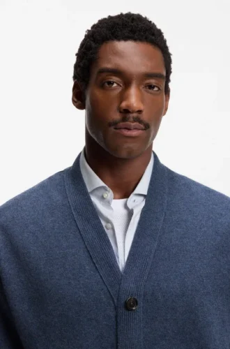 Virgin-wool cardigan in a relaxed fit