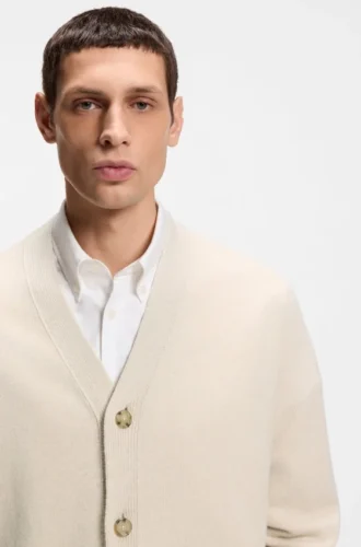Virgin-wool cardigan in a relaxed fit