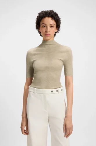 Virgin-wool sweater with mock neck