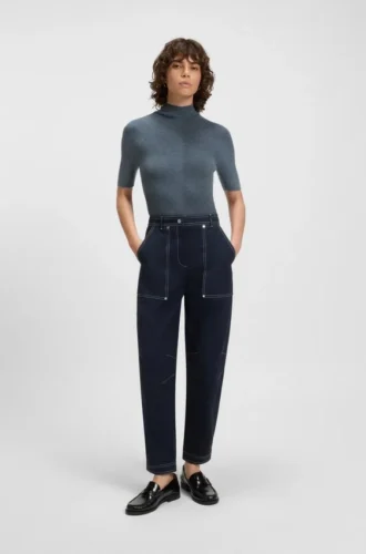 Virgin-wool sweater with mock neck