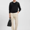 Virgin-wool sweater with V neckline