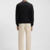 Virgin-wool sweater with V neckline