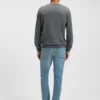 Virgin-wool sweater with V neckline
