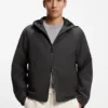 Virgin-wool windbreaker with hood