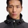 Virgin-wool windbreaker with hood