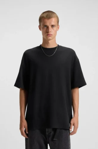 Waffle-structure T-shirt in a cotton blend