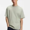 Waffle-structure T-shirt in a cotton blend