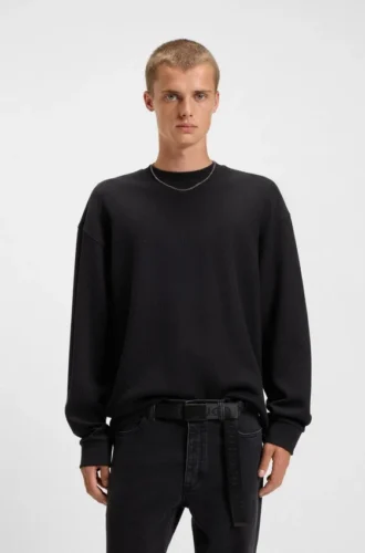 Waffle-structure T-shirt in a cotton blend