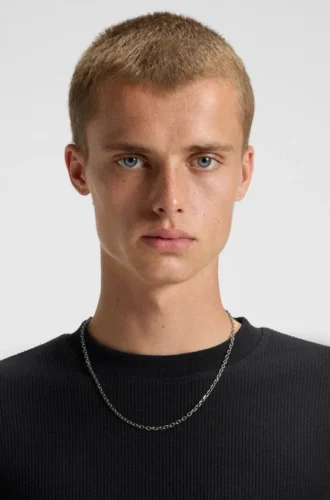 Waffle-structure T-shirt in a cotton blend