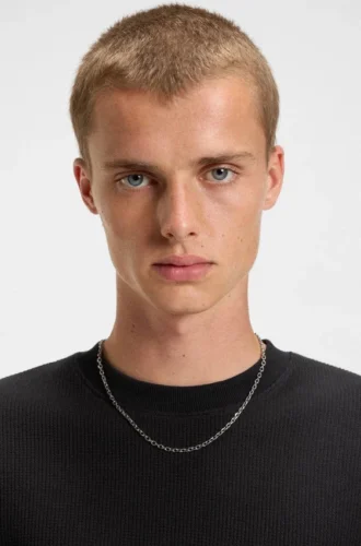 Waffle-structure T-shirt in a cotton blend