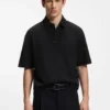 Waffle-structured polo shirt in cotton